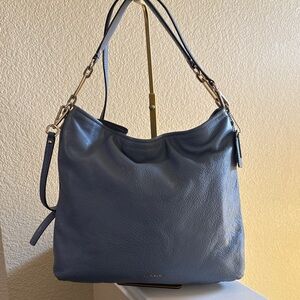 Coach Large Blue Pebble Leather Shoulder Bag